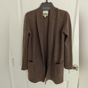 Cynthia Rowley Chocolate Open-Front Cardigan Cashmere size M long sleeve